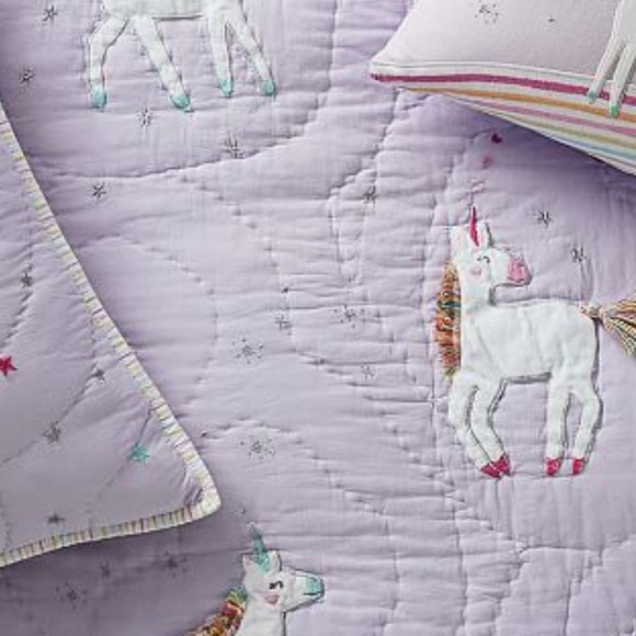 Pottery Barn Kids queen lavender unicorn quilt - Picture 3 of 9